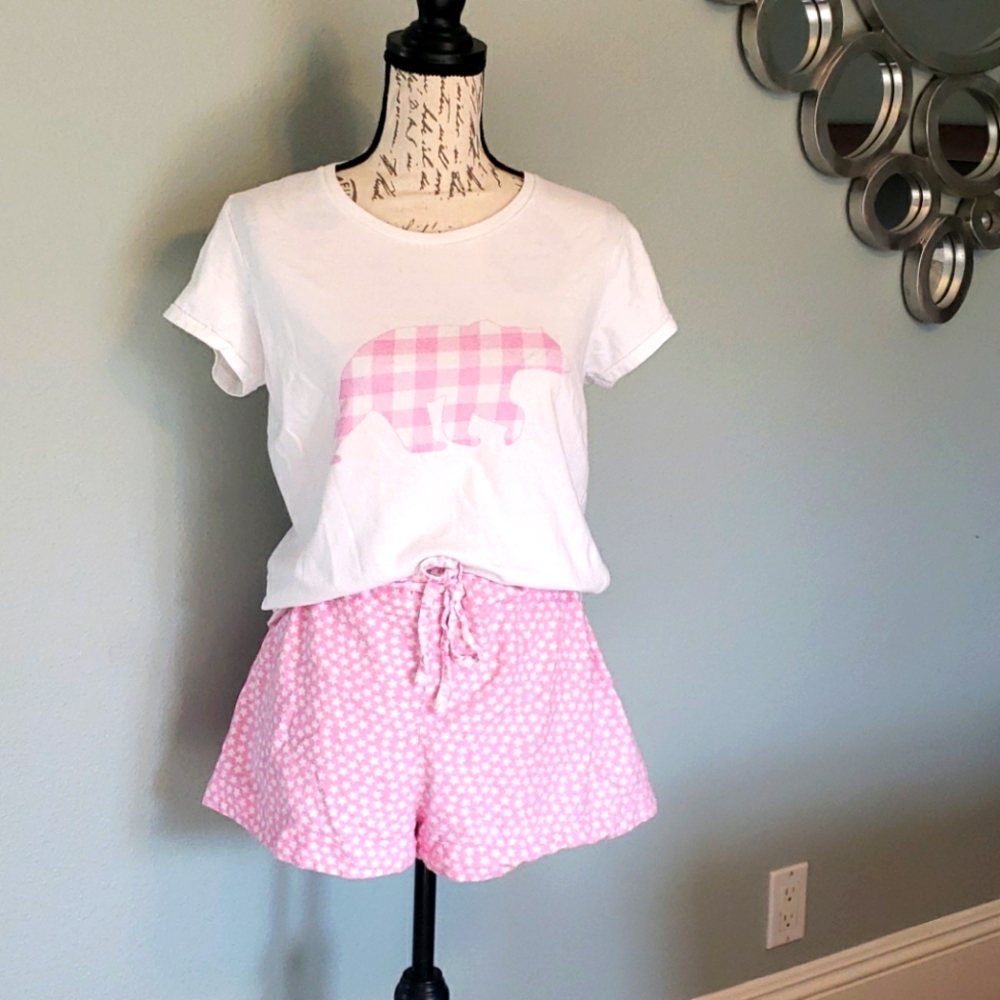 Gingham PJ Set Pink White Medium bundle
